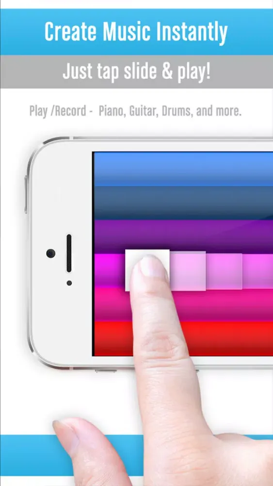 Fingertip Maestro - Play piano chords, learn best guitar, fun drums, great music keyboard. Compose, share, record & export tagged HD PRO audio. स्क्रीनशॉट