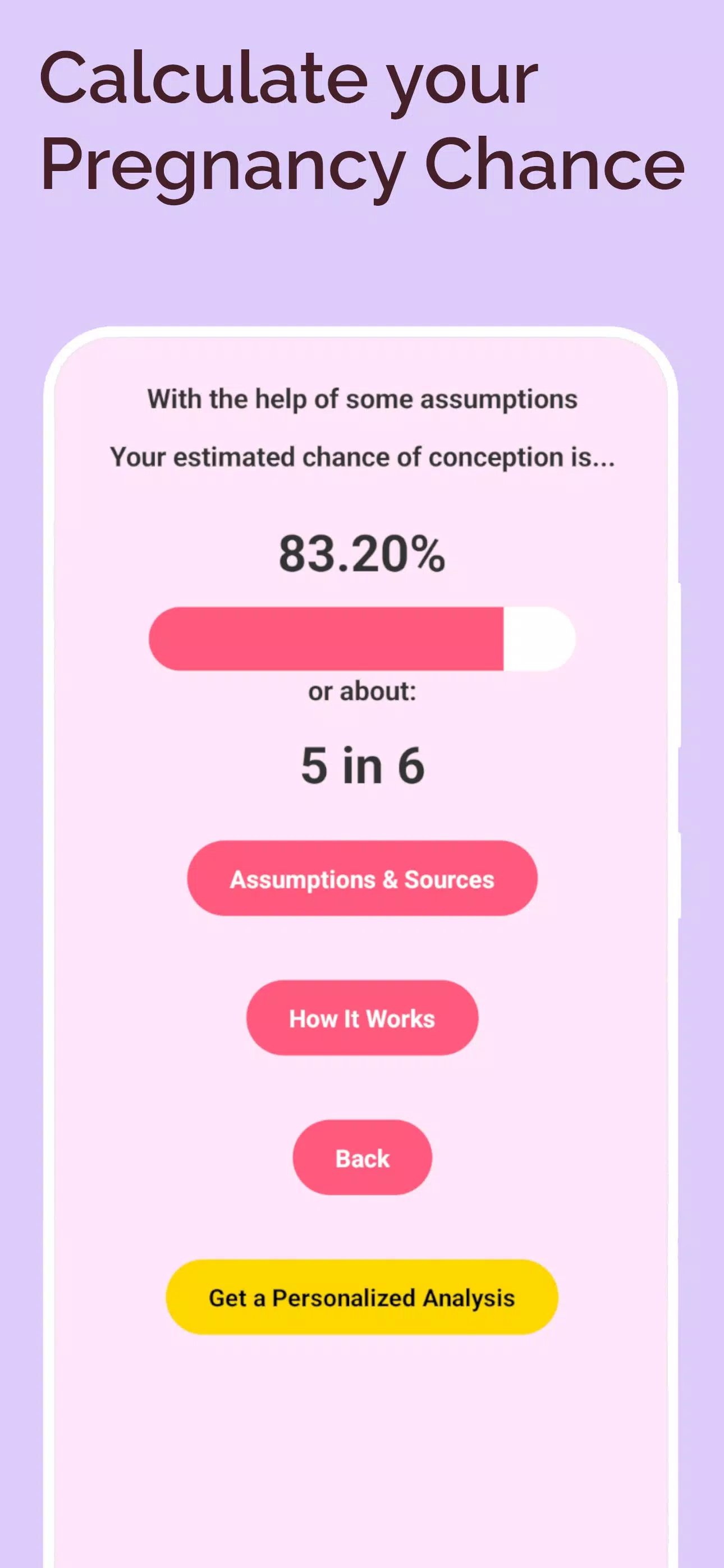 Pregnancy Chance Calculator Screenshots