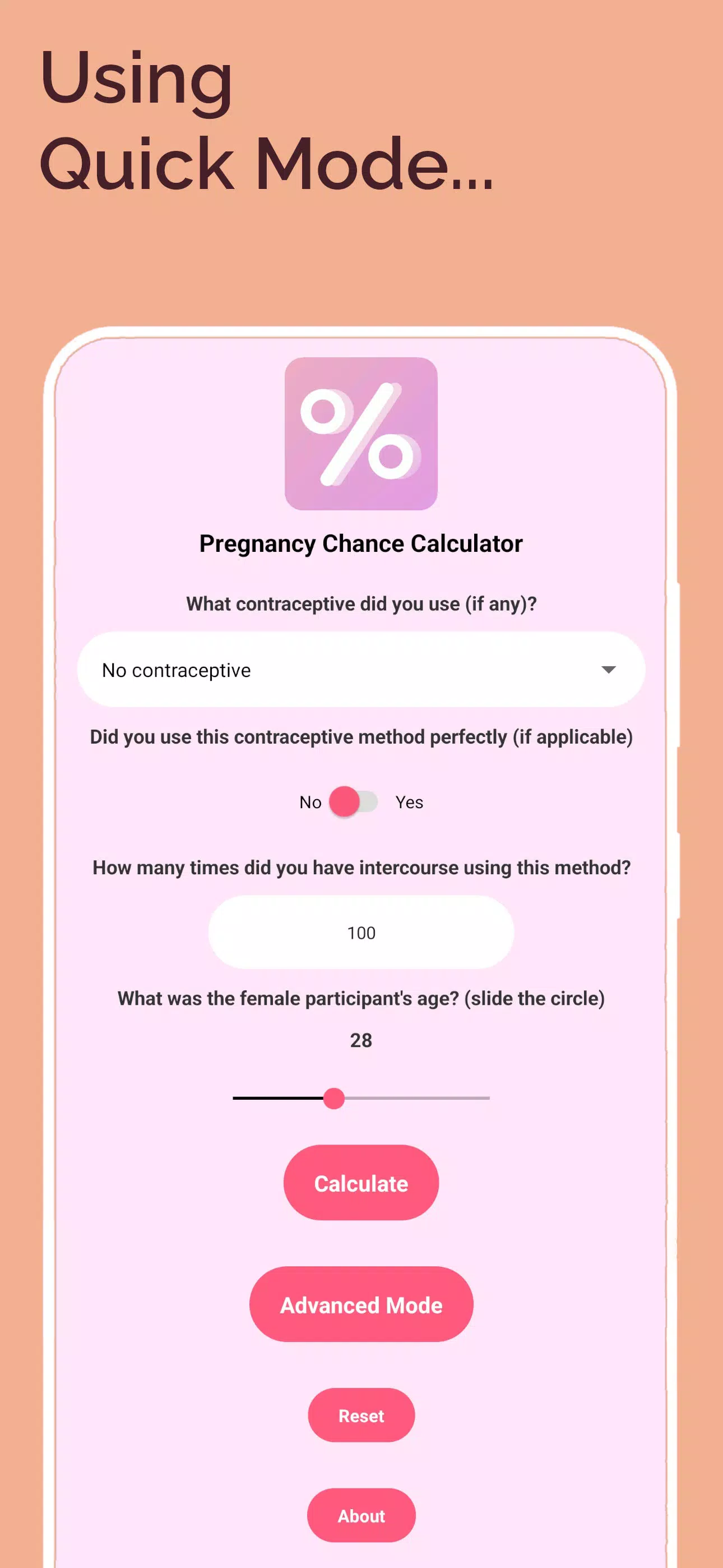 Pregnancy Chance Calculator Screenshots