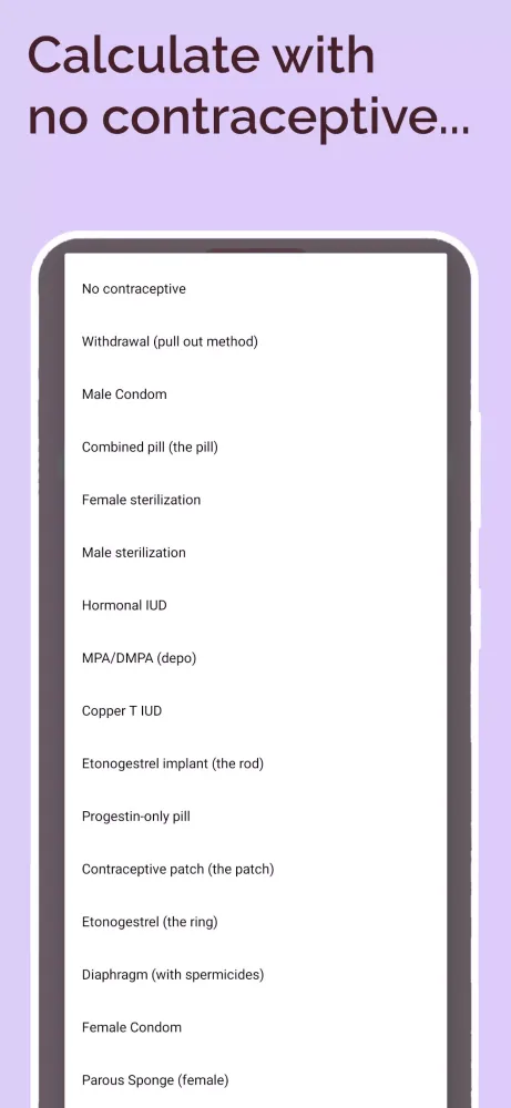 ภาพหน้าจอของ Pregnancy Chance Calculator