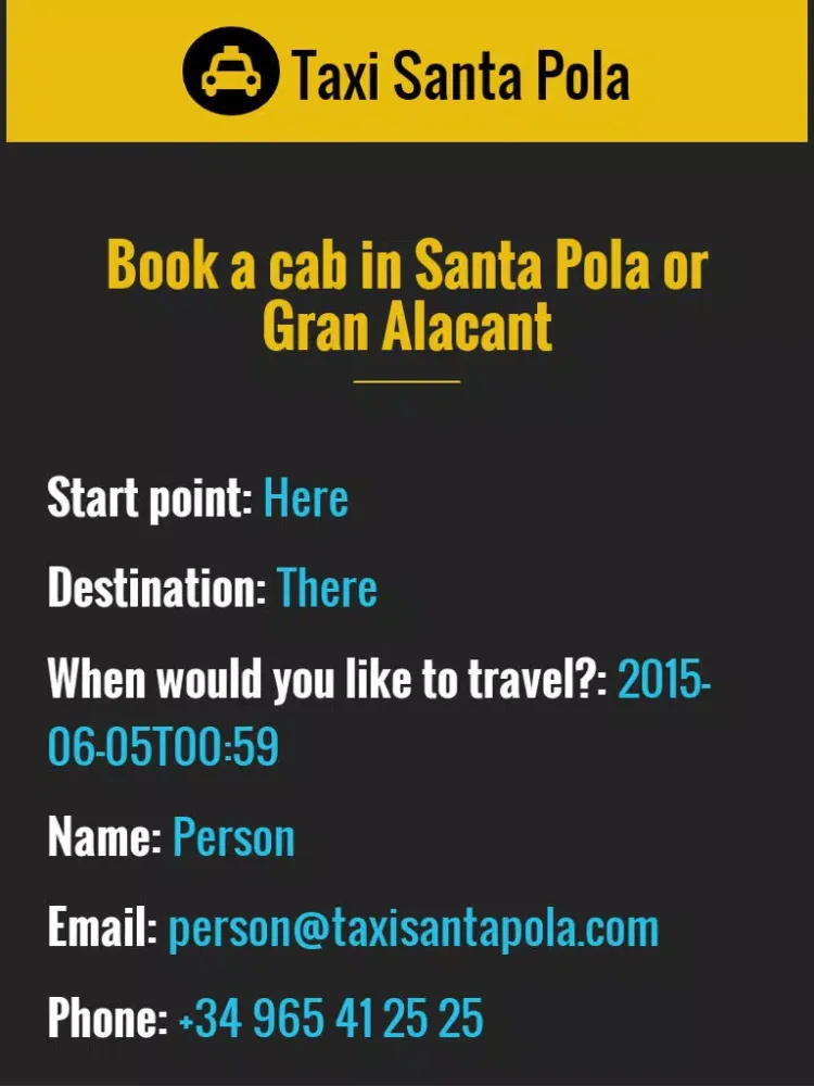 Capturas de tela do Taxi Santa Pola iPad 