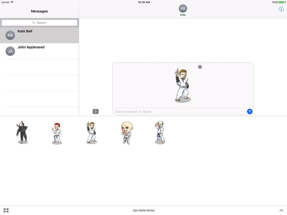 Capturas de tela do Epic Battle Stickers iPad