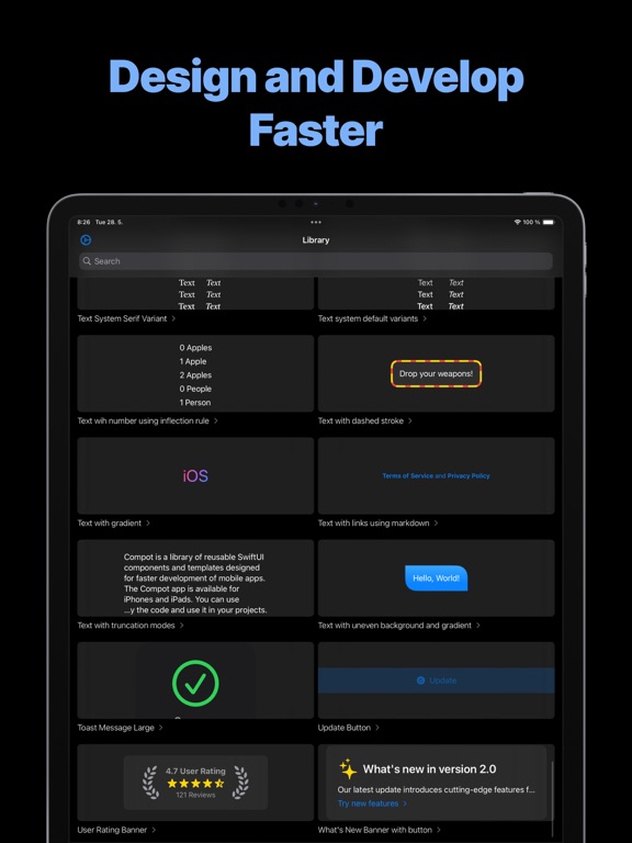 Capturas de pantalla de SwiftUI Components – Compot iPad 
