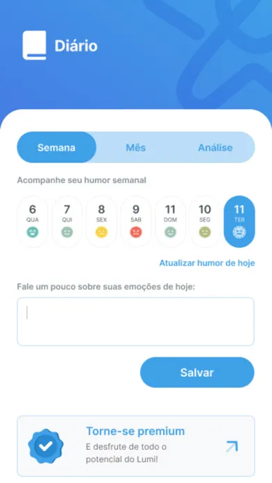 Tangkapan skrin Luminarme Assistente Emocional