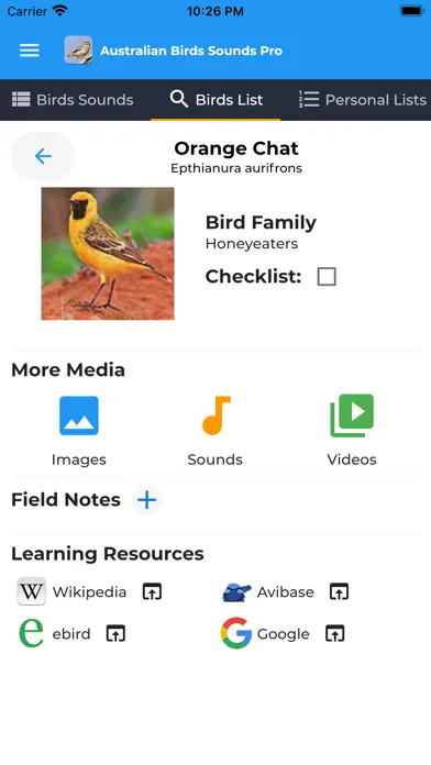 Скриншоты Australian Birds Sounds Pro