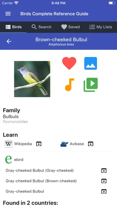 Capturas de pantalla de Birds Complete Reference Guide