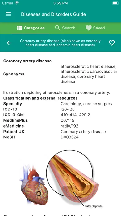 Zrzuty ekranu Diseases and Disorders Guide