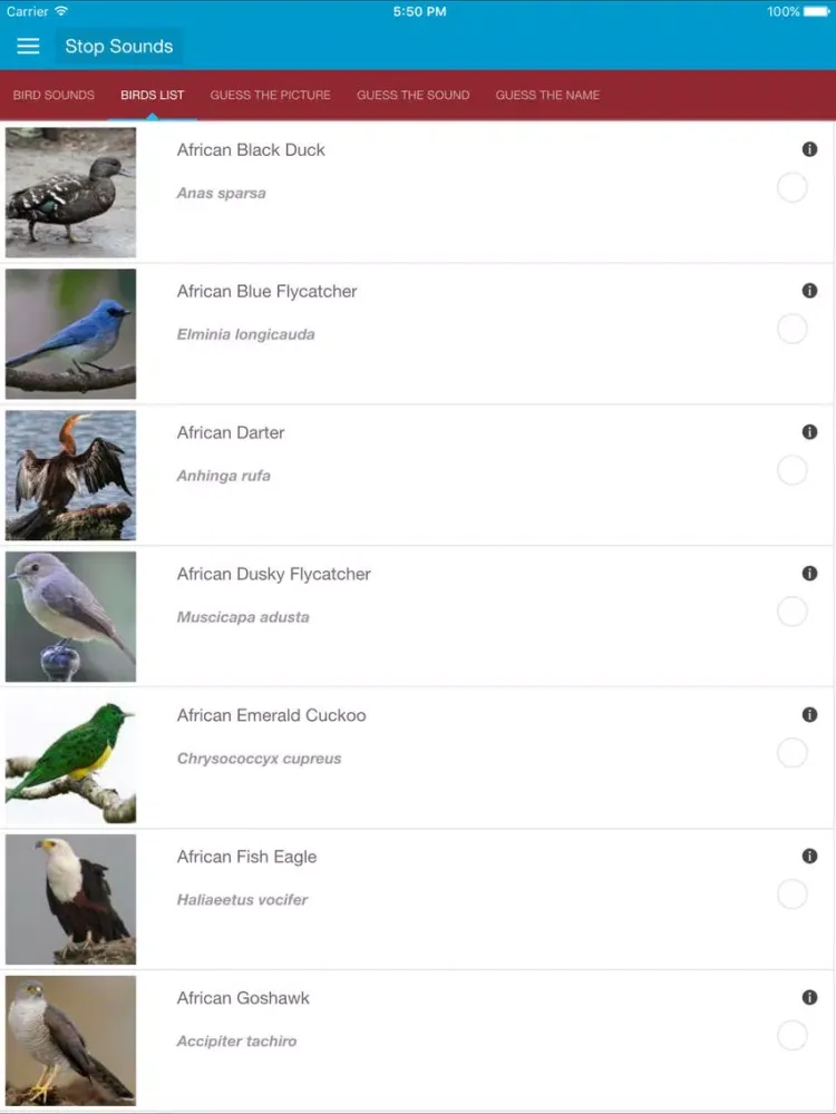 Zrzuty ekranu African Birds and Sounds iPad 