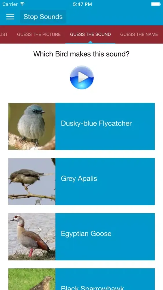 Zrzuty ekranu African Birds and Sounds