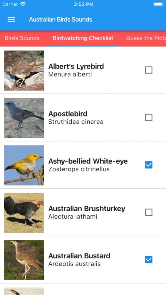Tangkapan layar Australian Birds and Sounds