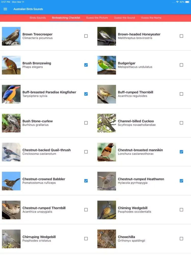 Ảnh chụp màn hình của Australian Birds Sounds iPad 