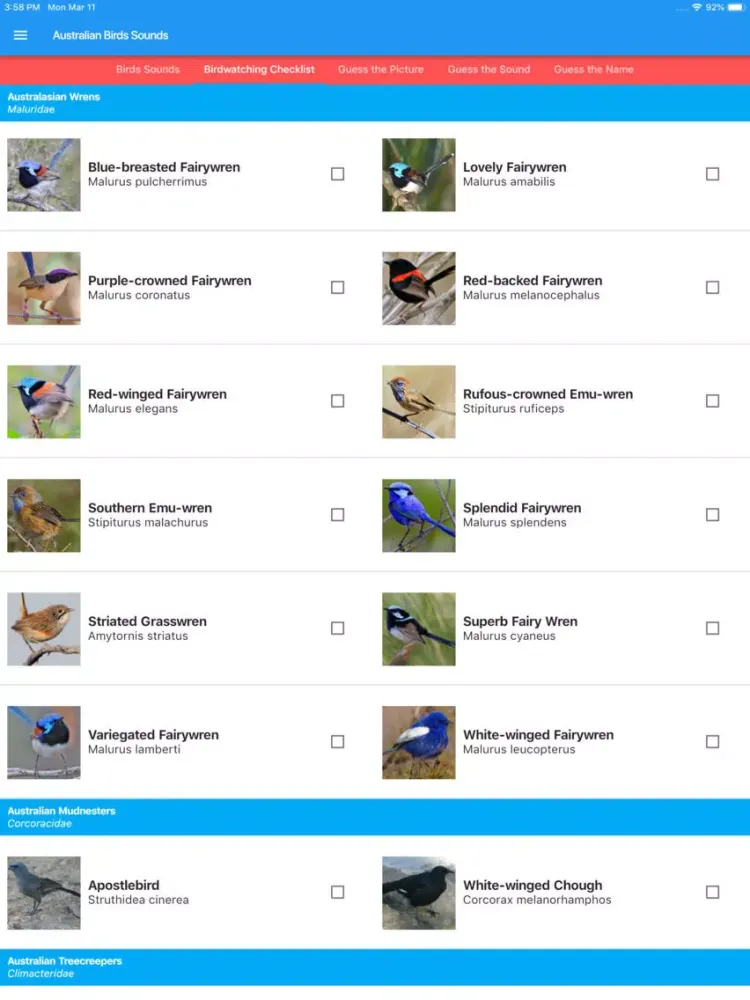 Ảnh chụp màn hình của Australian Birds Sounds iPad 