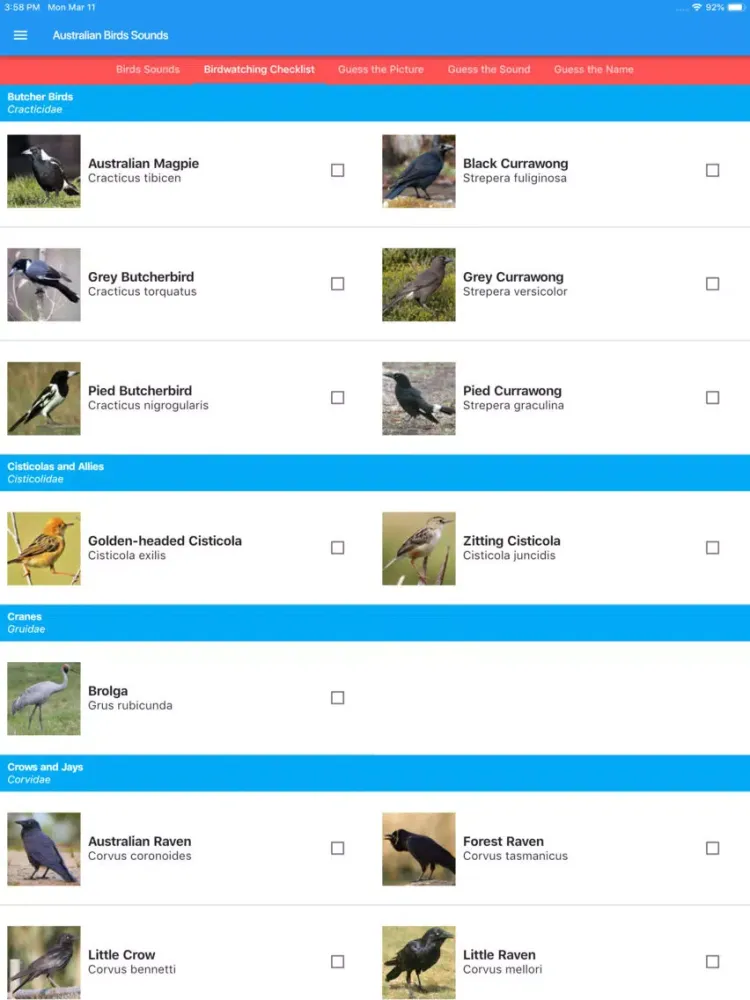 Ảnh chụp màn hình của Australian Birds Sounds iPad 