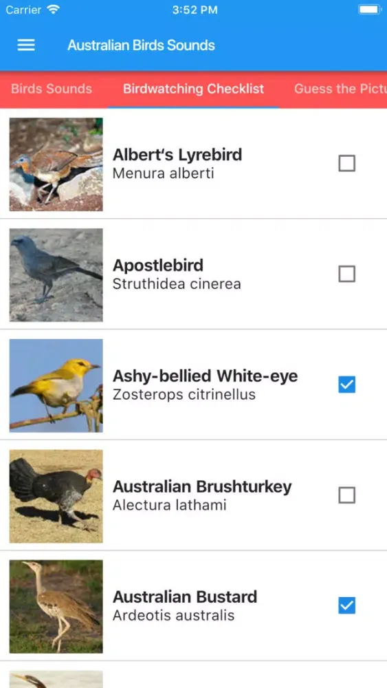 Ảnh chụp màn hình của Australian Birds Sounds