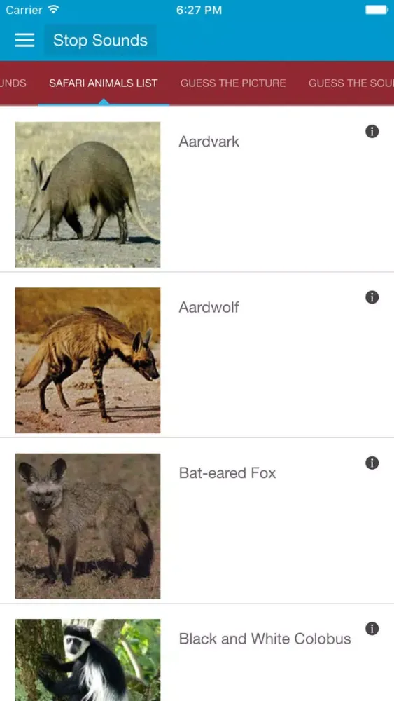 Captures d'écran de Safari Animal Sounds and Info