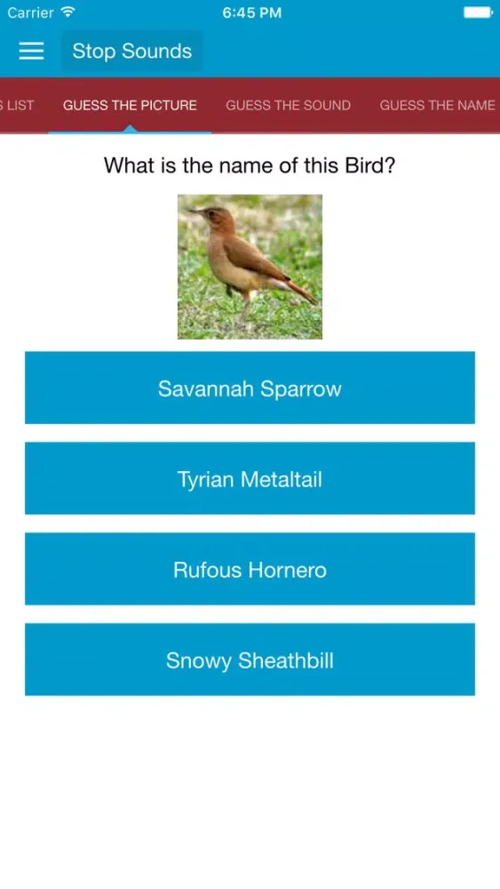 Tangkapan skrin South American Birds Sounds