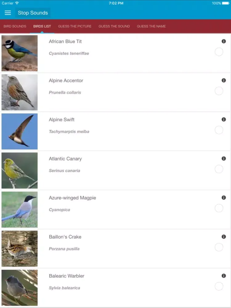 Spanish Birds and Sounds iPad 应用截图