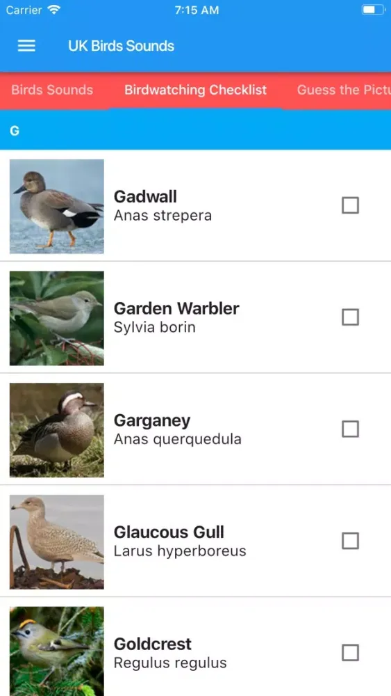 UK Birds Sounds سکرین شاٹس