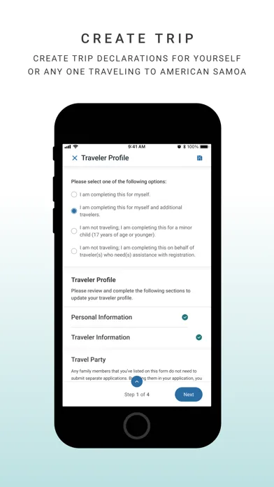 AS Traveler Declaration Screenshots