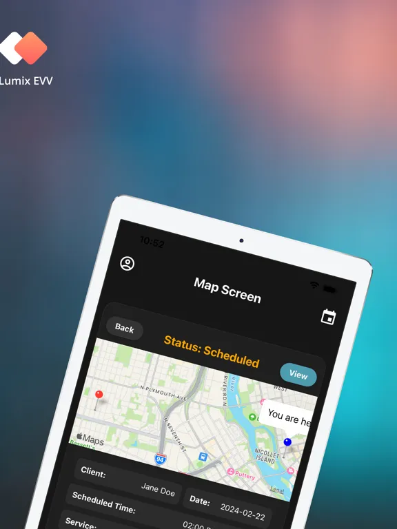 Lumix Health EVV iPad  Screenshots