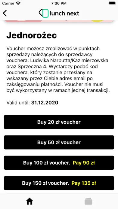 Zrzuty ekranu Lunch Next