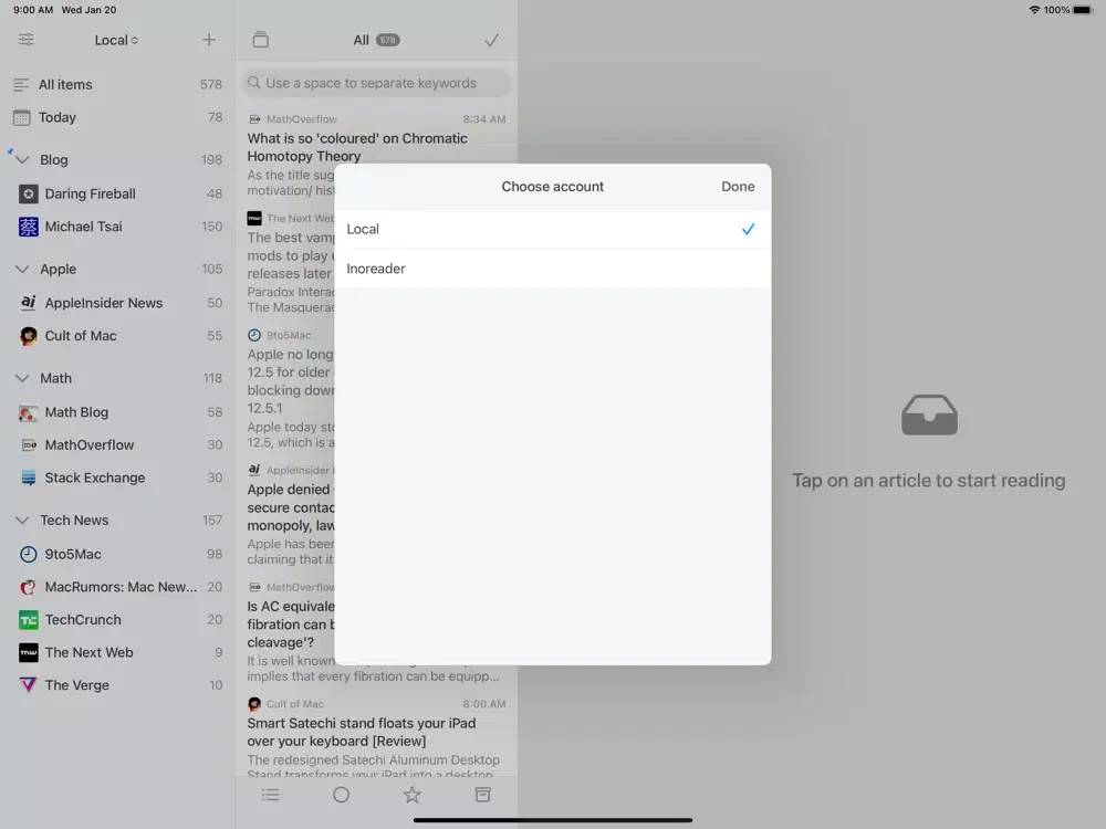 Pindoo RSS iPad  Screenshots