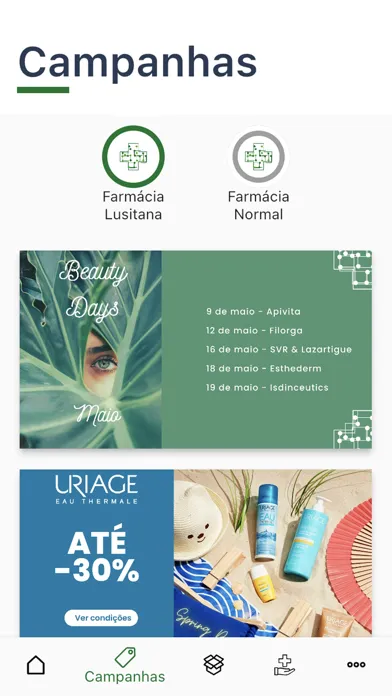 Capturas de tela do Farmácias Lusitana e Normal