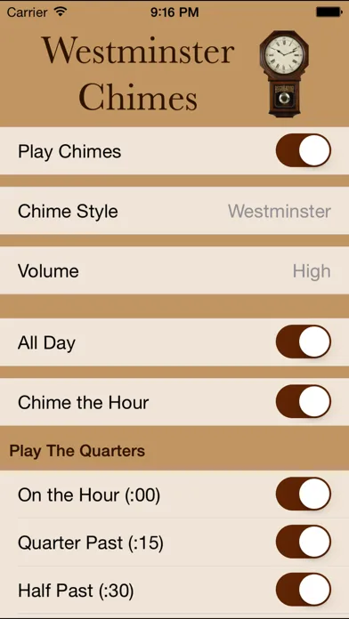 Ảnh chụp màn hình của Westminster Chimes Standard