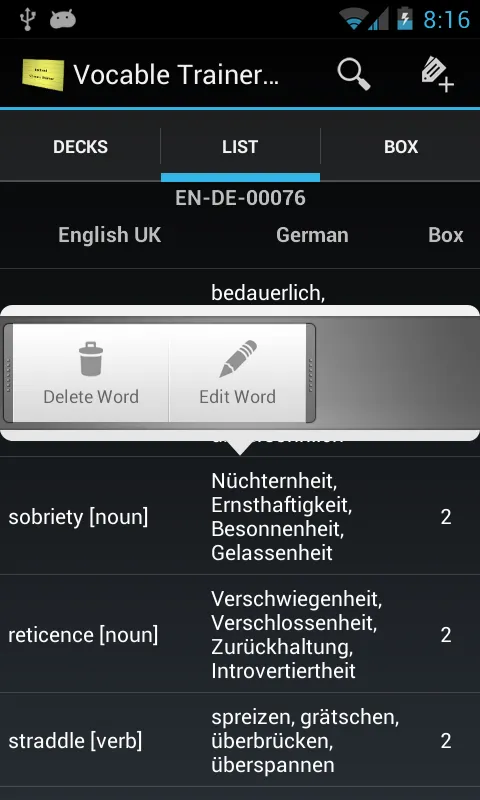 تصاویر Vocable Trainer Free