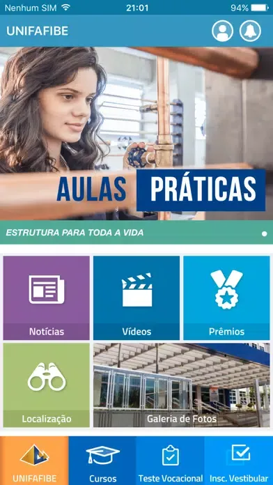 Capturas de tela do UNIFAFIBE