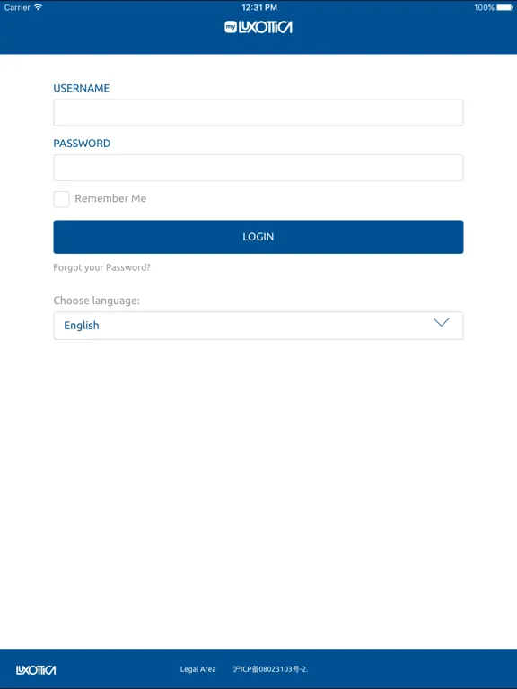 Tangkapan layar MyLuxottica iPad 
