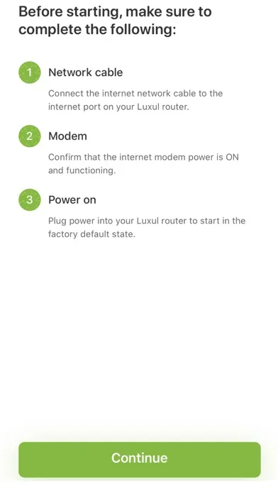 Captures d'écran de Luxul Easy Setup App