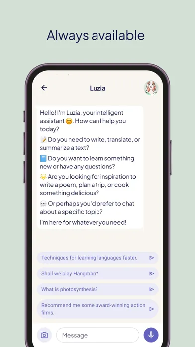 Screenshot di Luzia: Your AI Assistant