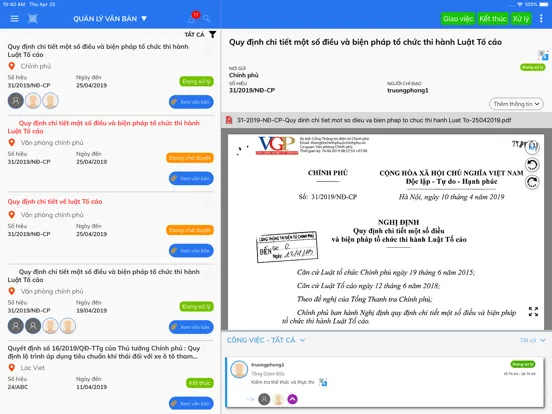 ภาพหน้าจอของ Vietsovpetro eOffice iPad 