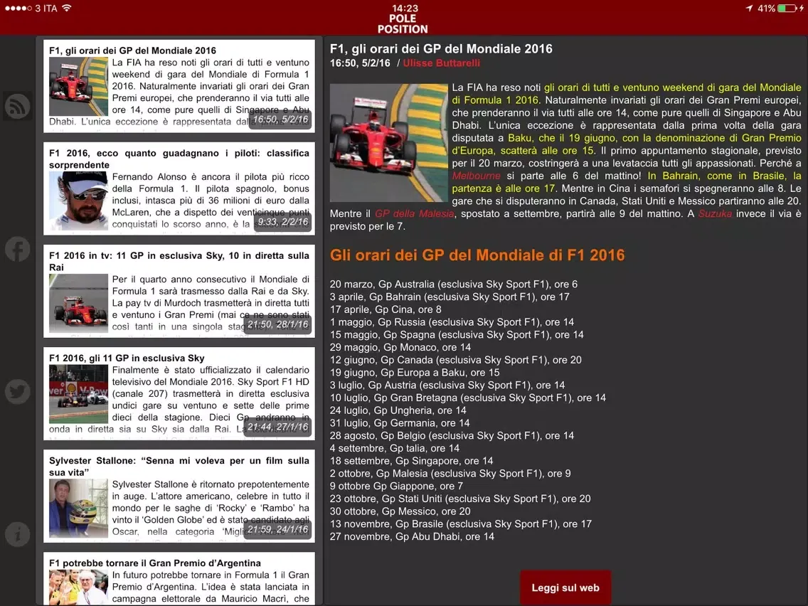 Tangkapan layar Pole Position iPad 