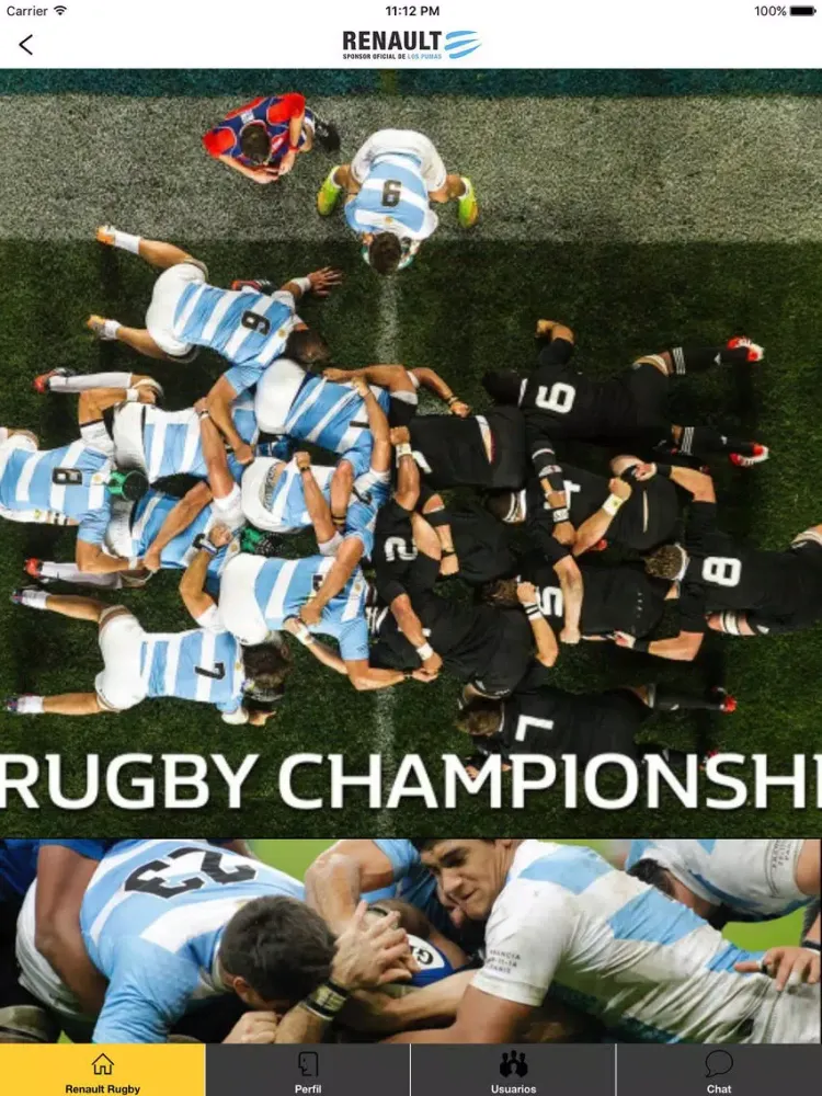 Tangkapan skrin Rugby Renault iPad 