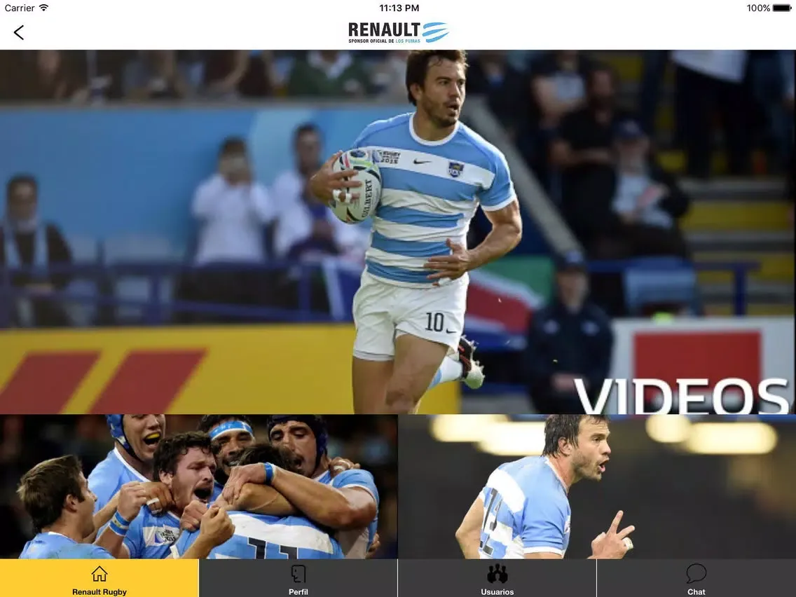 Tangkapan skrin Rugby Renault iPad 