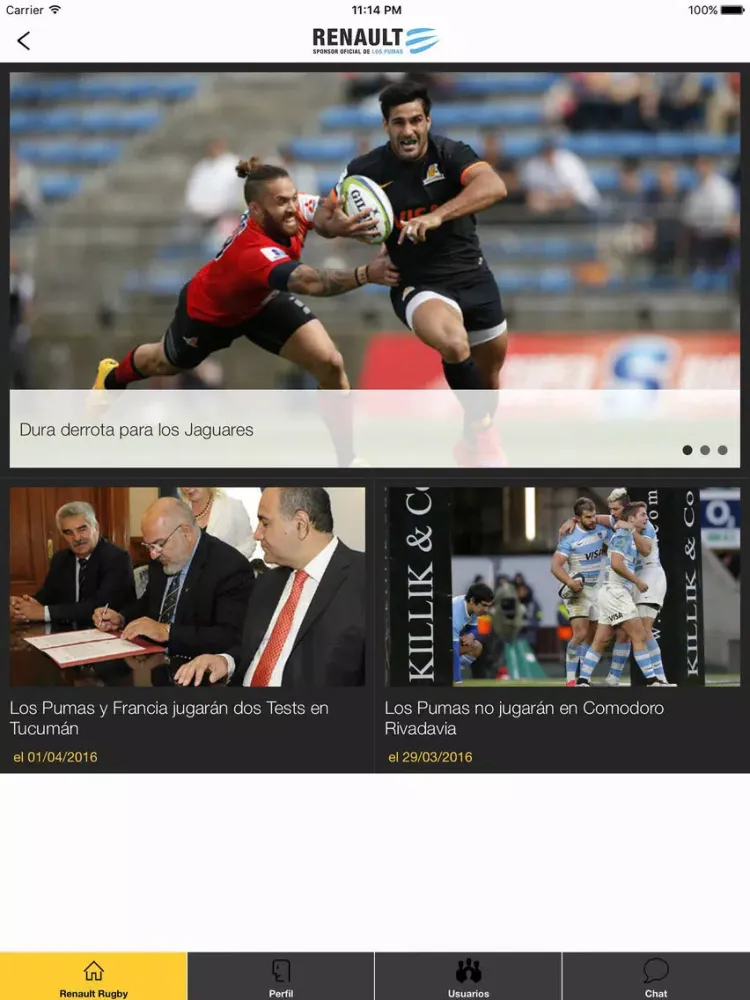 Tangkapan skrin Rugby Renault iPad 