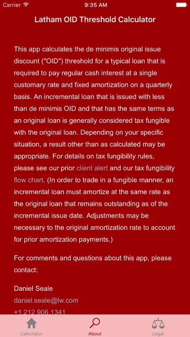 OID Threshold Calculator سکرین شاٹس
