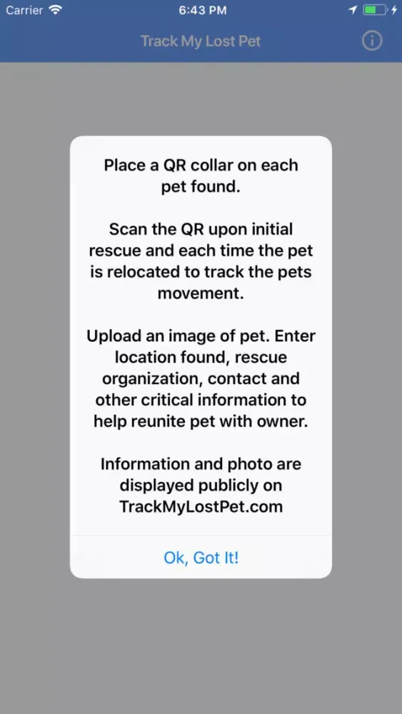 Capturas de tela do Track My Lost Pet