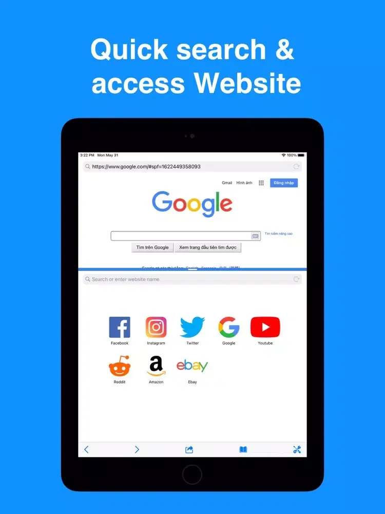 Split Screen - Web Browser app iPad  Screenshots