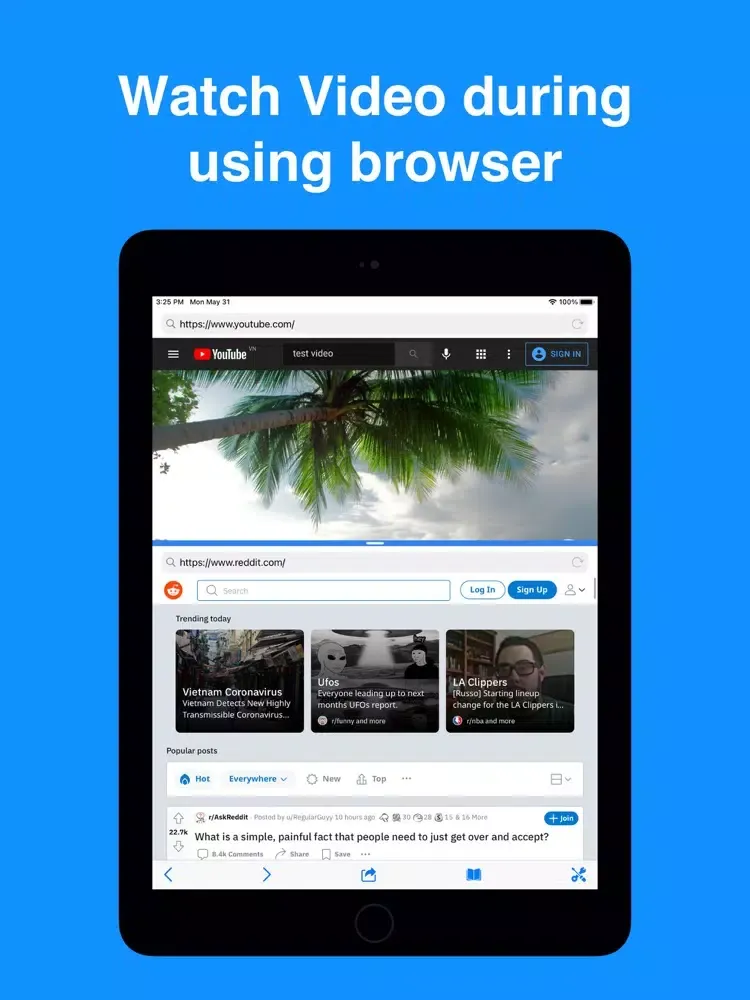 Split Screen - Web Browser app iPad  Screenshots