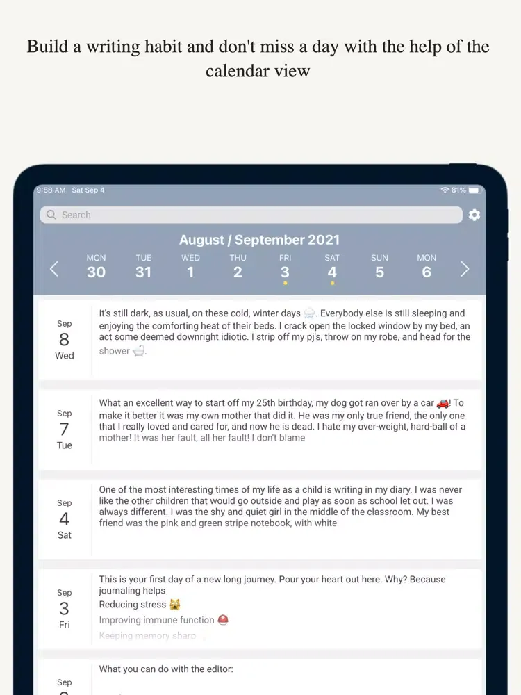 7day Journal iPad  Ekran Görüntüleri