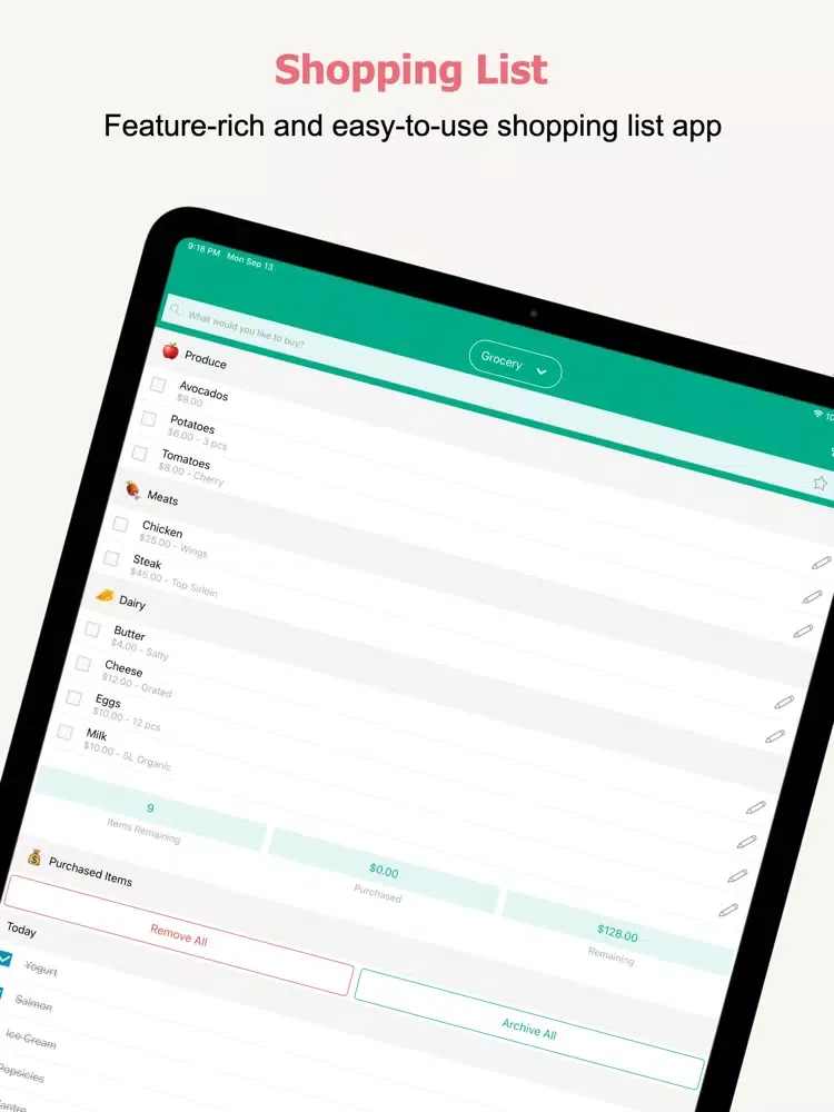 Capturas de pantalla de Listry - Grocery Shopping List iPad 