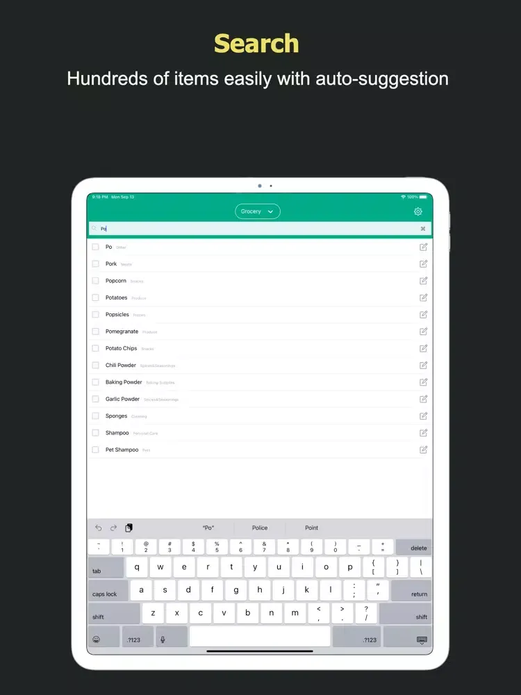 Capturas de pantalla de Listry - Grocery Shopping List iPad 