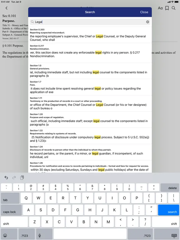 CFR 31 by PocketLaw iPad  Screenshots