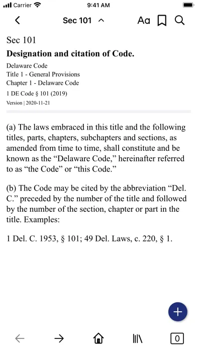 Capturas de tela do Delaware Code by PocketLaw