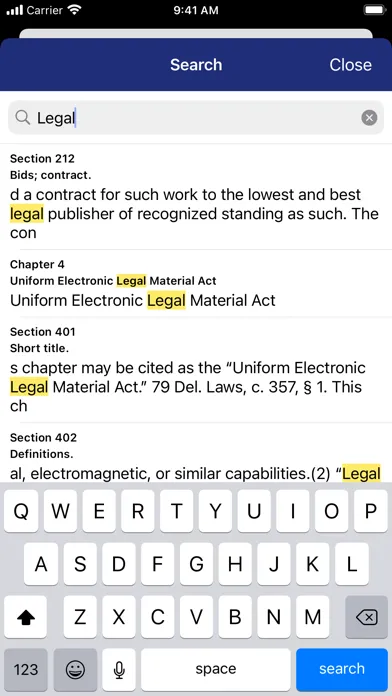 Capturas de tela do Delaware Code by PocketLaw