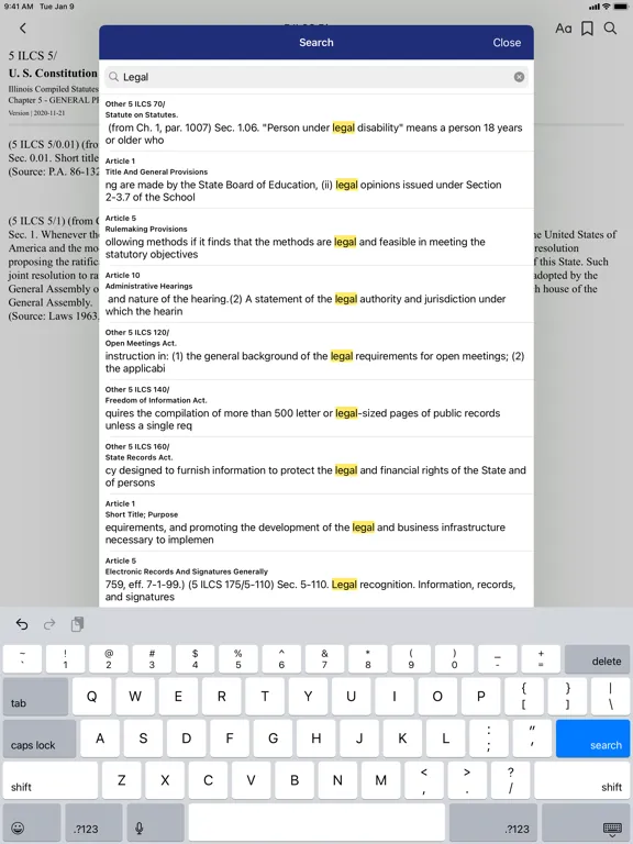 Capturas de pantalla de Illinois Compiled Statutes iPad 