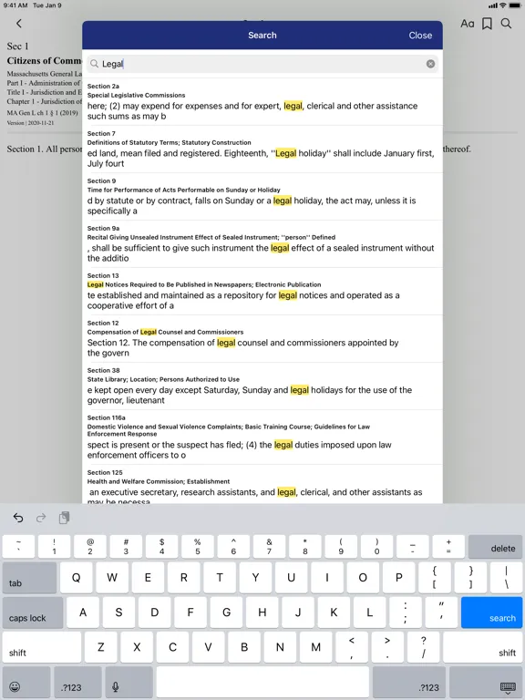 Скриншоты Massachusetts General Laws iPad 